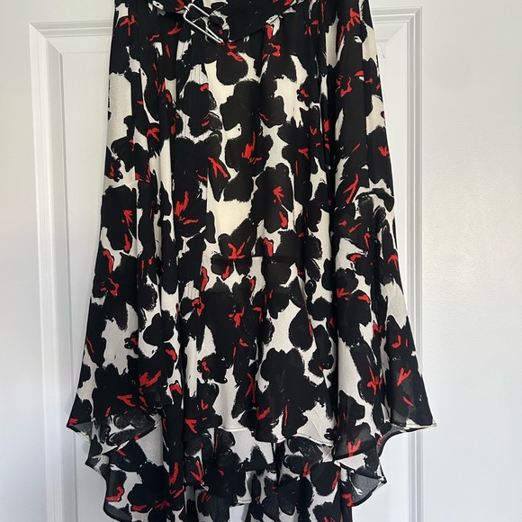 ALC Black and White Midi A-Line Skirt - Picture 1 of 3